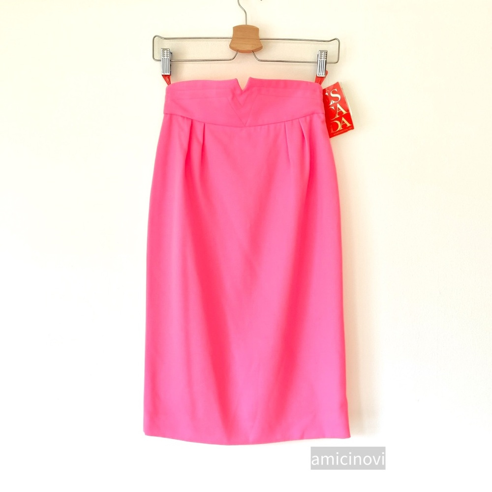 vintage Escada bright pink Rock wool pencil skirt
